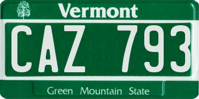 VT license plate CAZ793