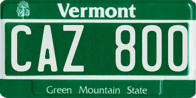 VT license plate CAZ800