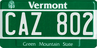 VT license plate CAZ802