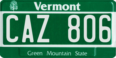 VT license plate CAZ806
