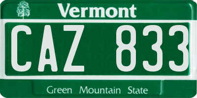 VT license plate CAZ833