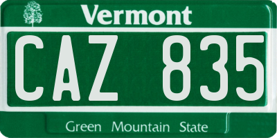 VT license plate CAZ835