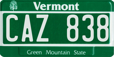 VT license plate CAZ838