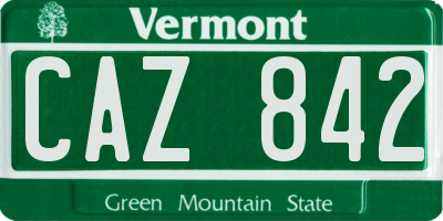 VT license plate CAZ842