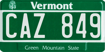 VT license plate CAZ849