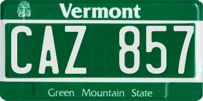 VT license plate CAZ857