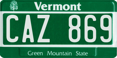 VT license plate CAZ869