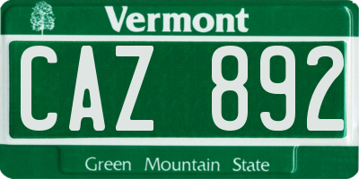 VT license plate CAZ892