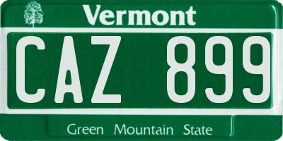 VT license plate CAZ899