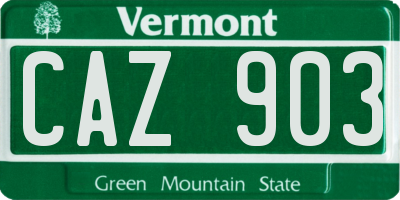 VT license plate CAZ903
