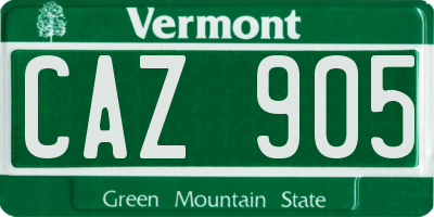VT license plate CAZ905