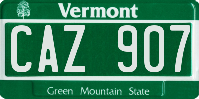 VT license plate CAZ907