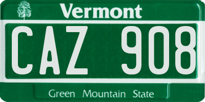 VT license plate CAZ908