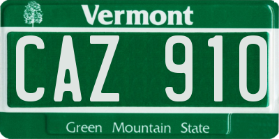 VT license plate CAZ910