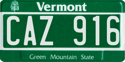 VT license plate CAZ916