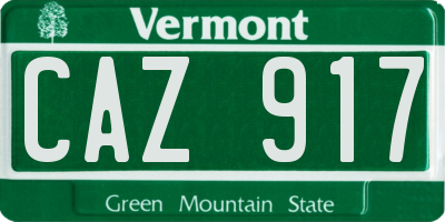 VT license plate CAZ917