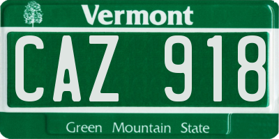 VT license plate CAZ918