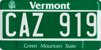 VT license plate CAZ919