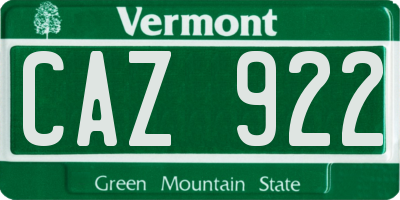 VT license plate CAZ922