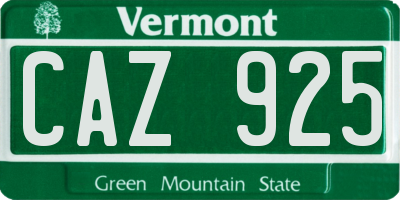 VT license plate CAZ925