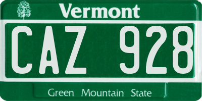 VT license plate CAZ928