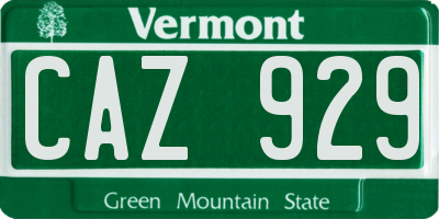 VT license plate CAZ929