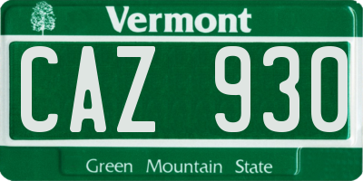 VT license plate CAZ930