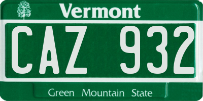 VT license plate CAZ932