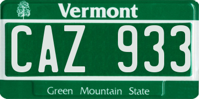 VT license plate CAZ933