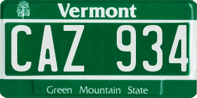 VT license plate CAZ934