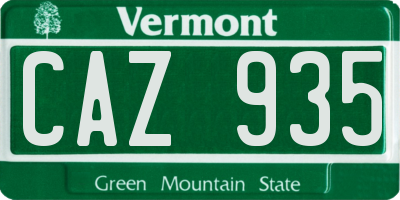 VT license plate CAZ935