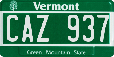 VT license plate CAZ937