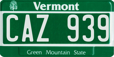 VT license plate CAZ939