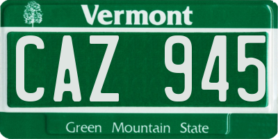 VT license plate CAZ945