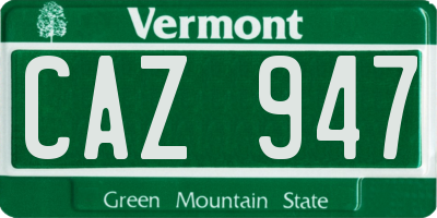 VT license plate CAZ947