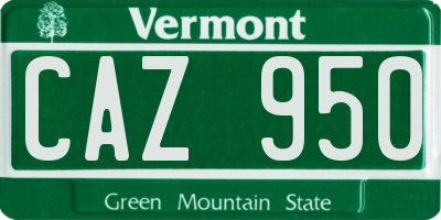 VT license plate CAZ950