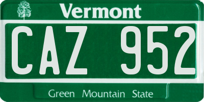 VT license plate CAZ952