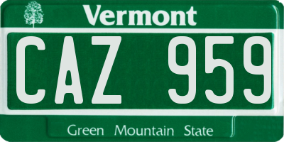 VT license plate CAZ959