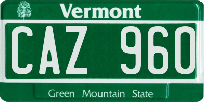 VT license plate CAZ960
