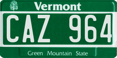 VT license plate CAZ964