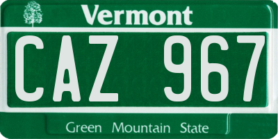 VT license plate CAZ967