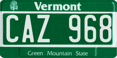 VT license plate CAZ968