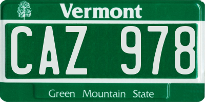 VT license plate CAZ978