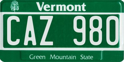 VT license plate CAZ980