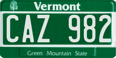 VT license plate CAZ982