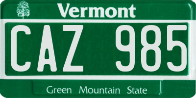 VT license plate CAZ985