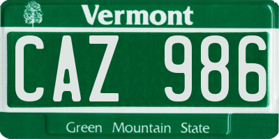 VT license plate CAZ986