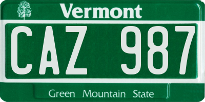 VT license plate CAZ987