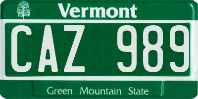 VT license plate CAZ989