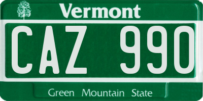 VT license plate CAZ990